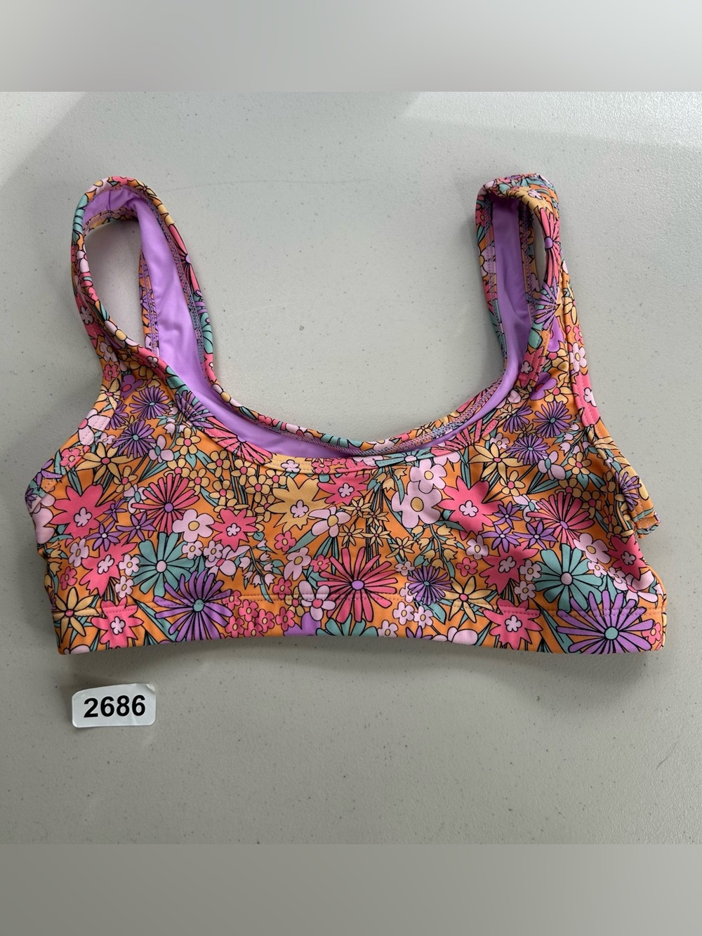 Blackbough Swim Floral Bikini Top XS Retro Daisy Print Multicolor New